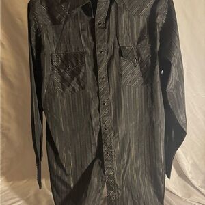 Elegant Black Striped Button Down Shirt
